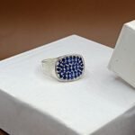 Elegant Blue Stone Studded Silver Ring for Men