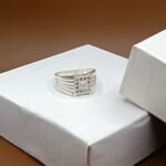 Stylish Fine Silver Square Pattern Ring for Men