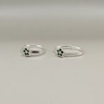 Fine Silver Green Stone Floral Saree Pin