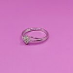 Pure Silver Square-Cut CZ Ring with Split Shank Design