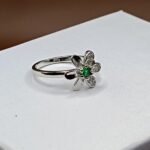 Pure Silver Eagle Emblem Green Stone Ring