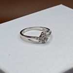 Pure Silver Square-Cut CZ Ring with Split Shank Design