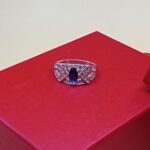 Pure Silver Blue Stone Designer Ring