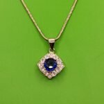 Royal Blue Halo Pendant in 925 Sterling Silver