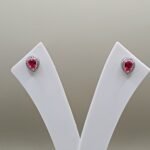925 Sterling Silver Ruby Teardrop Halo Stud Earrings