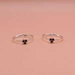 Pure Silver Blue Stone Floral Toe Ring