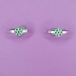 Pure Silver Green & Pink Stone Toe Ring