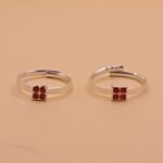Pure Silver Square Toe Ring with Fanta Stone