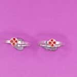 Pure Silver Oval Toe Ring with Fanta Stone