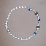 Pure Silver Men’s Bracelet with Three Evil Eyes & Two Rudraksh