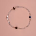 Pure Silver Men’s Bracelet with Rudraksh & Evil Eye – Minimal Spiritual Design