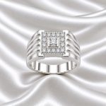 Stylish Fine Silver Square Pattern Ring for Men