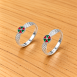 Pure Silver Multicolor Traditional Toe Ring