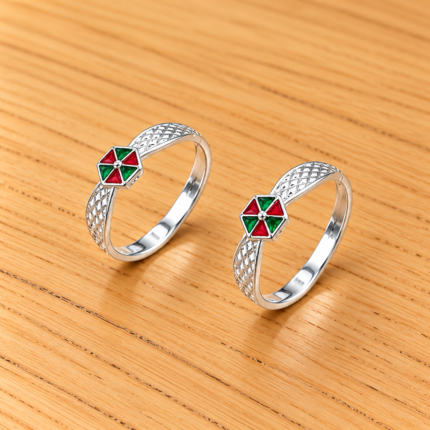 Pure Silver Multicolor Traditional Toe Ring