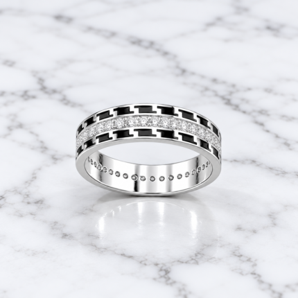 Classic Pure Silver Textured Band for Men