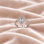 Pure Silver Oval Stone Studded Designer Ring