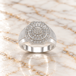 Pure Silver Classic Circle Stone Studded Ring