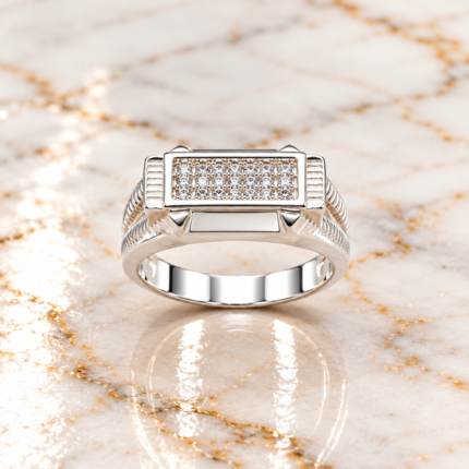 Elegant Pure Silver Men’s Geometric Texture Ring