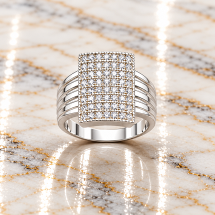 Premium Audi Logo Ring for Men in Pure Silver