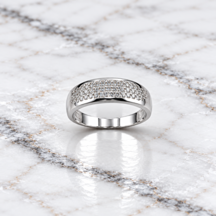 Pure Silver Crystal Studded Band Ring