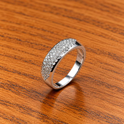 Pure Silver Crystal Studded Band Ring