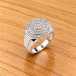 Pure Silver Classic Circle Stone Studded Ring