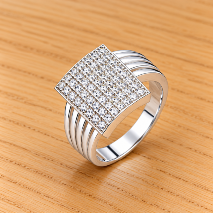Premium Audi Logo Ring for Men in Pure Silver