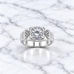 Pure Silver Gleam Stone Ring