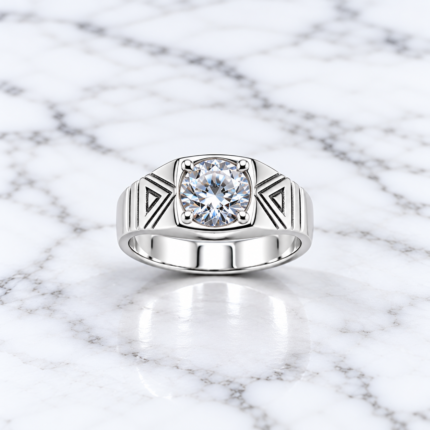 Pure Silver Gleam Stone Ring