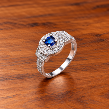 Pure Silver Blue Stone Handmade Ring