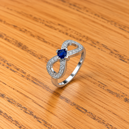 Elegant Pure Silver Ring with Blue Stone