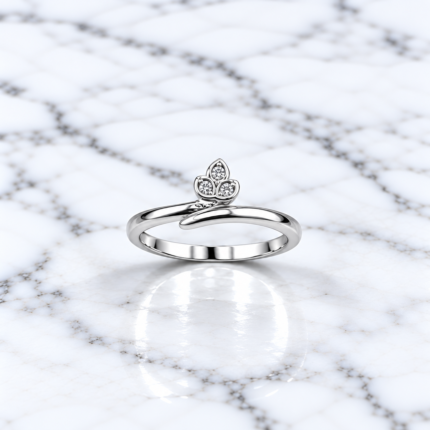 Pure Silver Minimal Floral Stone Ring