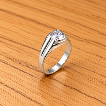Pure Silver Ring with White Stone – Elegant & Timeless