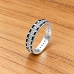 Classic Pure Silver Textured Band for Men