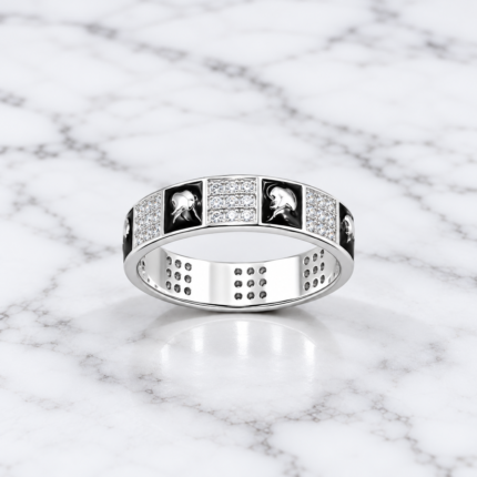 Classic Men’s Pure Silver Ring with Engraved Apple Emblem