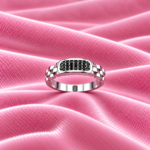 Elegant Pure Silver Ring with Black Stone