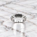 Elegant Pure Silver Ring with Black Stone