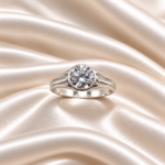 Pure Silver Round Brilliant Stone Ring