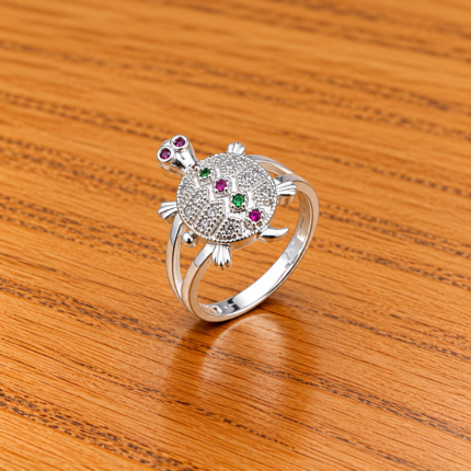Pure Silver Lucky Turtle Ring for Men