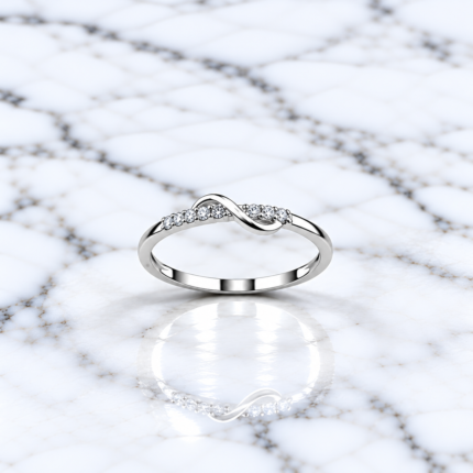 Pure Silver Ring with White Accent