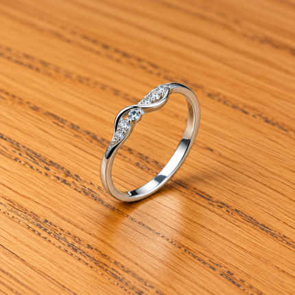 Pure Silver Ring with White Accent