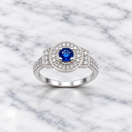 Pure Silver Blue Stone Handmade Ring