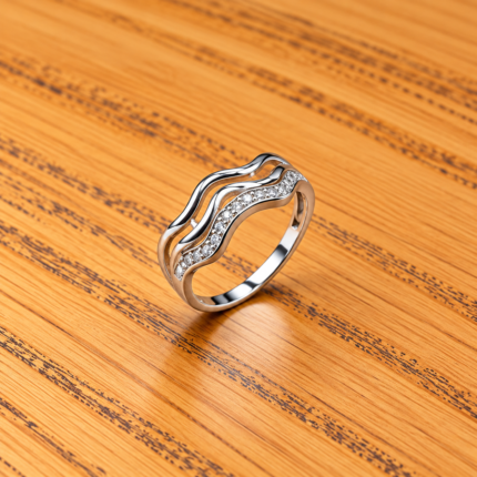 Elegant White Stone Pure Silver Ring