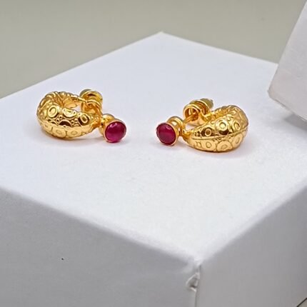 Traditional Silver Murki Golden Earrings for Men With Push Lock