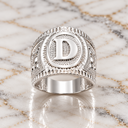 Handcrafted 925 Sterling Silver Alphabet Ring for Men