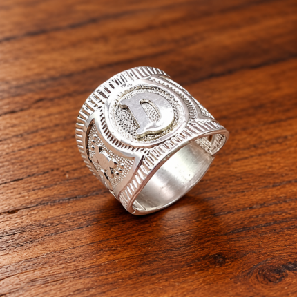 Handcrafted 925 Sterling Silver Alphabet Ring for Men