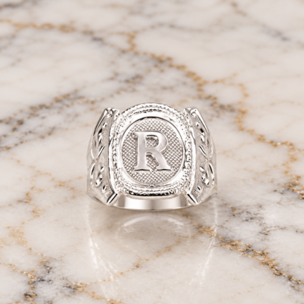 Classic 925 Sterling Silver Alphabet Ring – Handmade