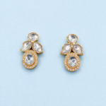 Elegant Gold Polish Earrings with Crystal Halo