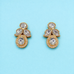 Elegant Gold Polish Earrings with Crystal Halo