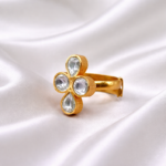 Elegant Teardrop Floral Golden Polish Womens Ring